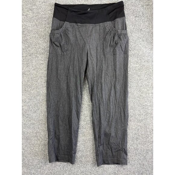 Prana Pants Womens Large Gray Crop Stretch Yoga Lounge Maternity Wide Waistband - Picture 1 of 8